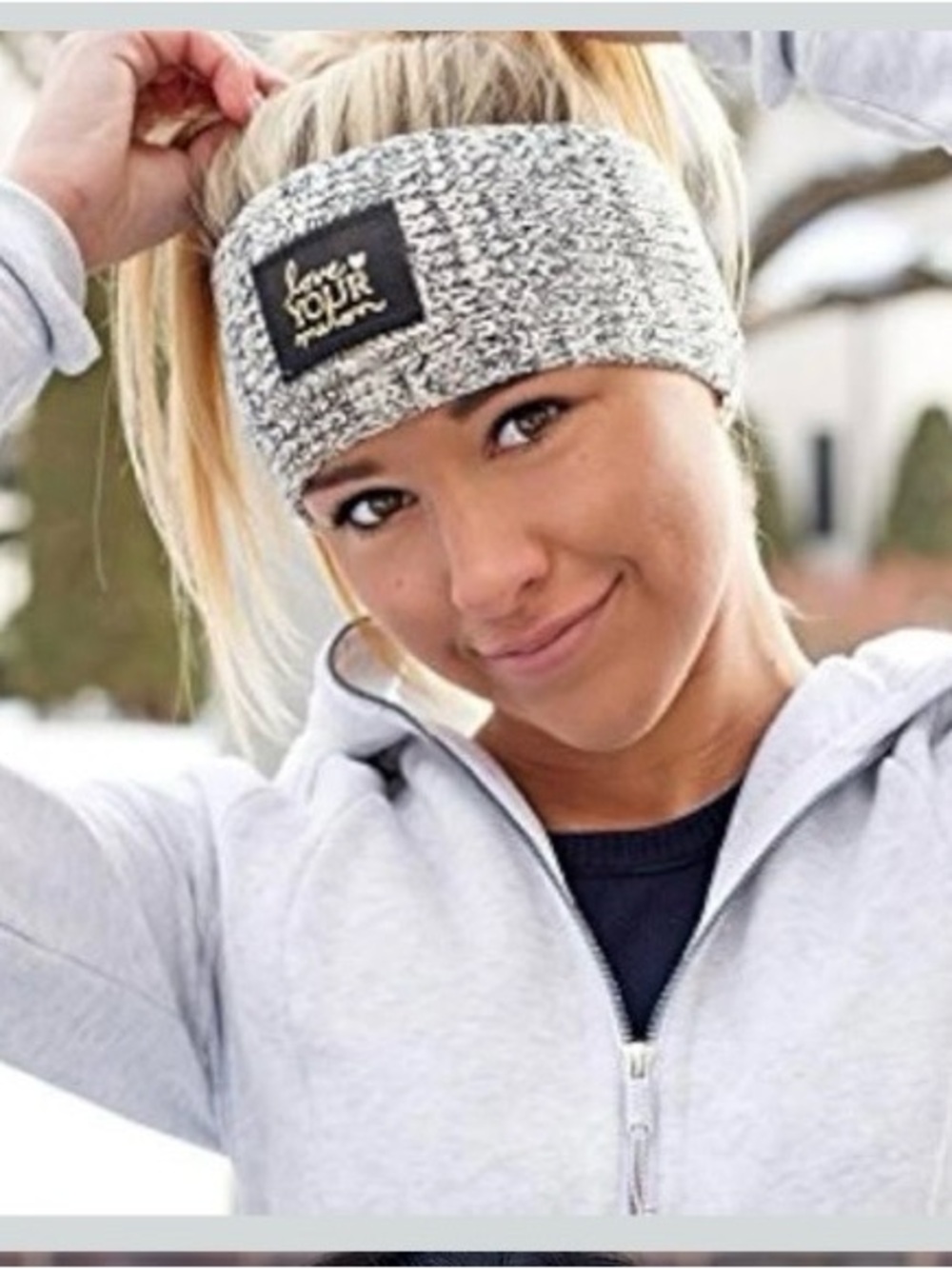 Love Your Melon Headband for Women, Ear Warmer, Black and Cream Knit